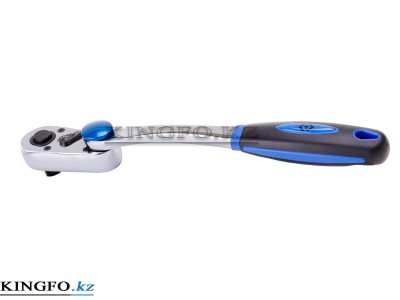 KING TONY Трещотка 1/2", 300 мм, 72 зубца, флажковая с кнопкой, поворотная муфта.