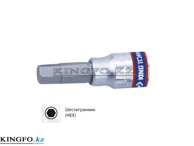 KING TONY Насадка (бита) торцевая 1/4",HEX, 8 мм. L= 37 мм.