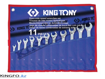 KING TONY Набор комбинированных ключей с трещоткой в рожке 8-19 мм 11 пр.. KING TONY 14111MR