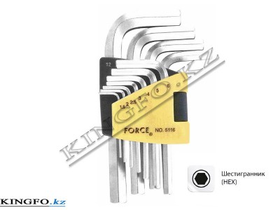 FORCE Набор Г-образных шестигранников 1.5-12 мм, 11 пр.