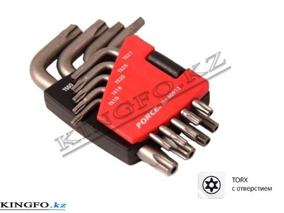 FORCE Набор Г-образных ключей TORX T10H-T50H, с отверстием 9 пр.